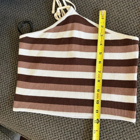 H&M Brown and White Striped halter top - Picture 8 of 8